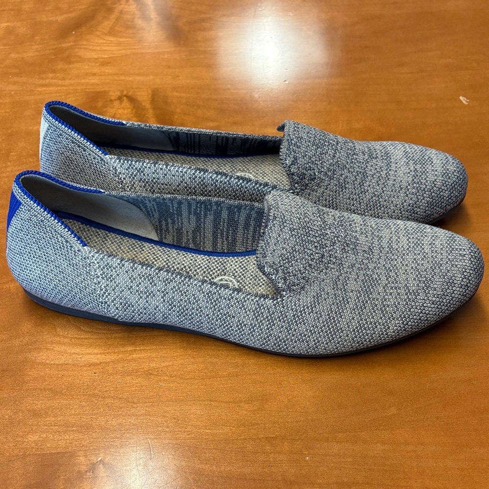 Rothy's Women's Gray Knit Flats with Blue Trim 9.5